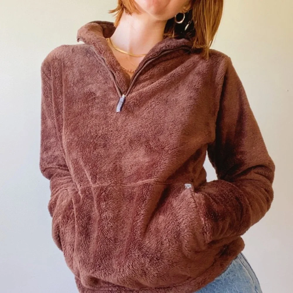 The North Face Chocolate Brown Teddy Quarter Zip - Picture 6 of 10